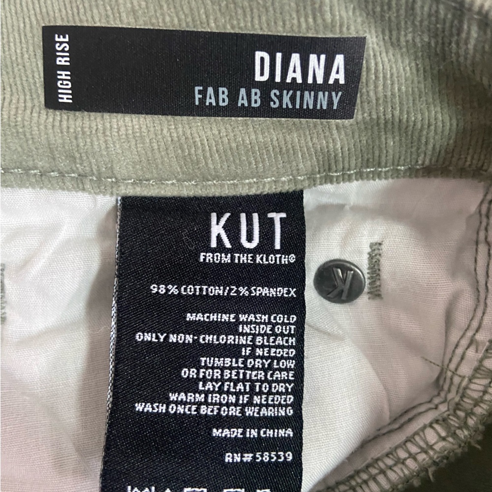 Kut from the Kloth Olive Corduroy Straight-Leg Pants - Picture 6 of 7
